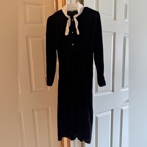 Elegant Black Dress with White Accents